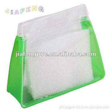 EVA standup pouch with plastic button closue